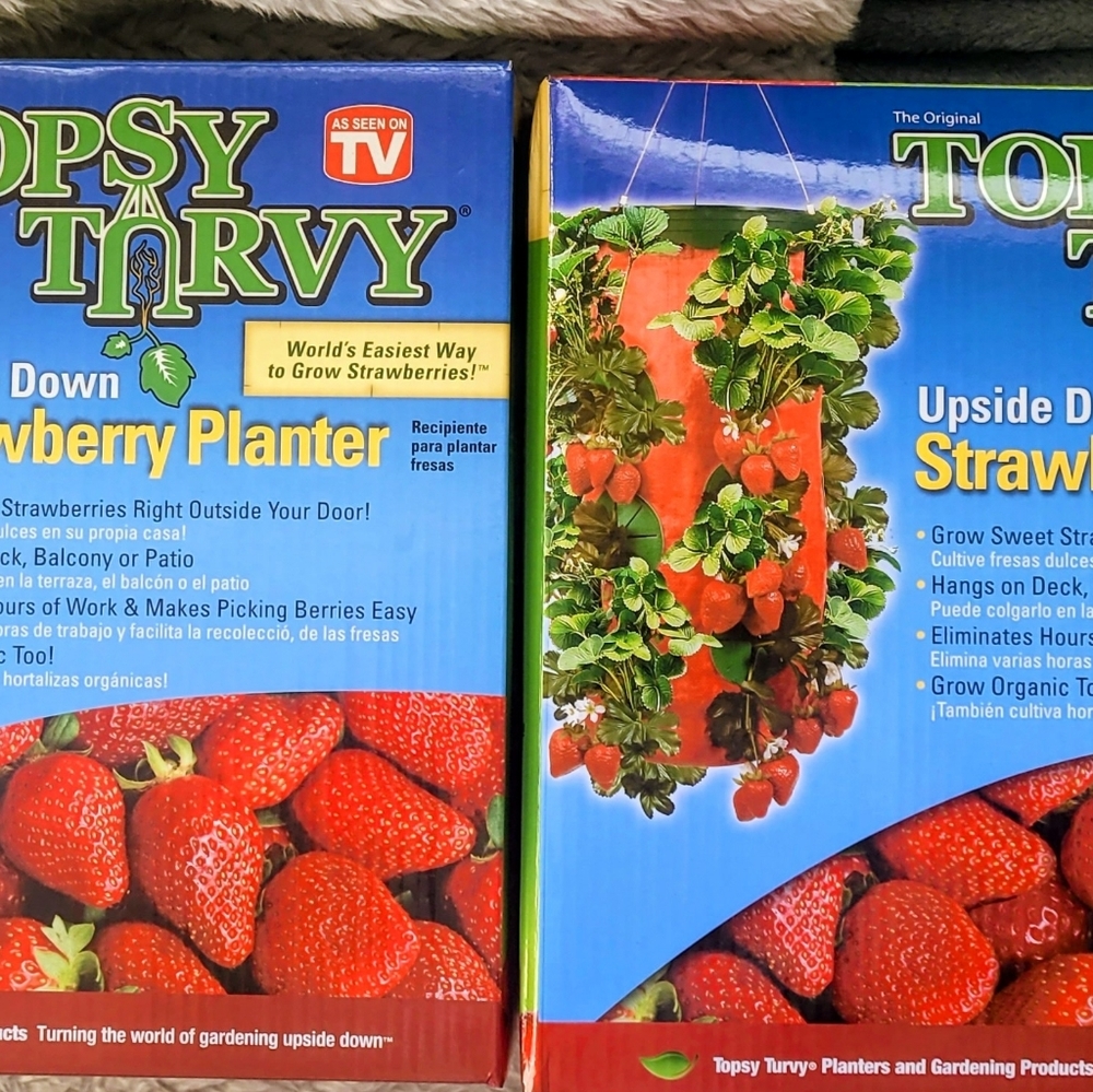 Set of 2 The Topsy Turvy Upside Down Hanging Strawberry Planter Veggies & Herbs